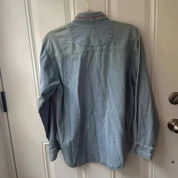Vintage JouJou Women Denim Button Down Shirt Americana Embroidery - Picture 6 of 6